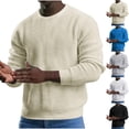 thumbnail image 1 of UVEASISHA Chandails en Tricot Gaufré pour Hommes Col Ras du Cou Décontracté Coupe Régulière Chandails Hauts 2025 Mode Classique Chandail Tricoté Automne Léger Tenue de Détente Haut Soldes Aujourd'hui Noir m, 1 of 8