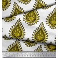 thumbnail image 2 of Soimoi Yellow Heavy Satin Fabric Floral Block Fabric Prints By Yard 54 Inch Wide, 2 of 5