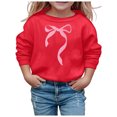 thumbnail image 4 of PMVFHDE Chandail pour Fille Chandail à Capuchon à Manches Longues pour Filles avec Nœud Col Ras du Cou Rouge, 11-12 Ans, 4 of 4