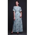thumbnail image 4 of Bimba Robe Longue Imprimée en Rayonne à Fleurs et Chardonneret Doré Américain, Taille Smockée, Fente Latérale, Robe pour Femme - Grand, 4 of 6