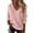 Pink, variant on LUOGENLI Womens Sweaters Cropped Brown Women Casual Loose Solid Color Long Sleeve Fashion V Neck Pullover Sweater White Size XXL