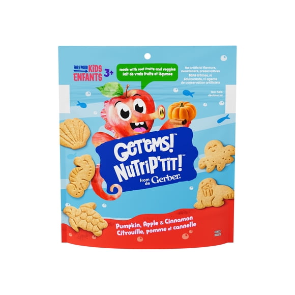 GERBER Get'ems Pumpkin, Apple & Cinnamon Ocean World Cookies, Real Fruits & Veggies