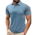 thumbnail image 1 of Chemises pour Hommes, Mode Homme Décontractée Couleur Unie Manches Courtes Col Rabattu Blouse Chemise, 1 of 5