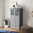 thumbnail image 3 of Costway Bathroom Floor Storage Cabinet Kitchen Cupboard with Doors&Adjustable Shelf Grey, 3 of 10