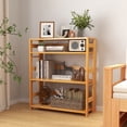 thumbnail image 2 of Gymax 4-Tier Bookshelf Floor Storage Shelf w/ Rubber Wood Frame Anti-Toppling Kits, 2 of 10