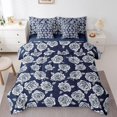 thumbnail image 1 of White Roses Bedding Set Queen Size, Flower Botanical Soft Comforter Set, Florals Blossom Plant Kids Girls (Comforter+Fitted+Flat Sheet+2 Pillowcases+2 Throw Pillow Covers) 7 Pieces Bed Set, 1 of 5