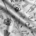 thumbnail image 1 of Soimoi Musical Instruments Print, Poly Taffeta Fabric, Decor Sewing Fabric by The Yard 56 Inch Wide, Decorative Fabric for Outdoor Upholstery, Umbrellas and Home Accents, White & Black, 1 of 5