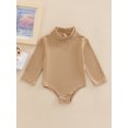thumbnail image 2 of FOCUSNORM Barboteuse de Printemps pour Bébé Couleur Unie Manches Longues Col Roulé Combinaison Extensible pour Garçons Filles, 2 of 9