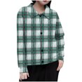 thumbnail image 2 of Mceream Women's Ribbed Knit Shacket Button Down Plaid Jackets Long Sleeve Sweater Shirts Fall Winter Trendy Cardigans Plus Size Winter Warm Outwear Chaqueta De Invierno Para Mujer Green XXL, 2 of 5
