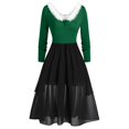 thumbnail image 1 of TJAZFJPA Robes Épaules Dénudées pour Femmes, Robe de Noël Patchwork Col en V, Manches Longues, Asymétrique, Robe de Saint-Valentin, Robes d'Invité de Mariage pour Femmes, 1 of 7