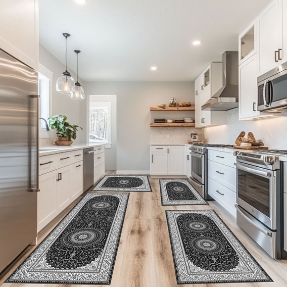 Tyidzon Kitchen Mats for Floor 4 Piece, Bohemias Washable Kitchen Mat Indoor Outdoor Door Mat, Non Slip Entrance Carpet Runner for Kitchen, Laundry Room, Hallway