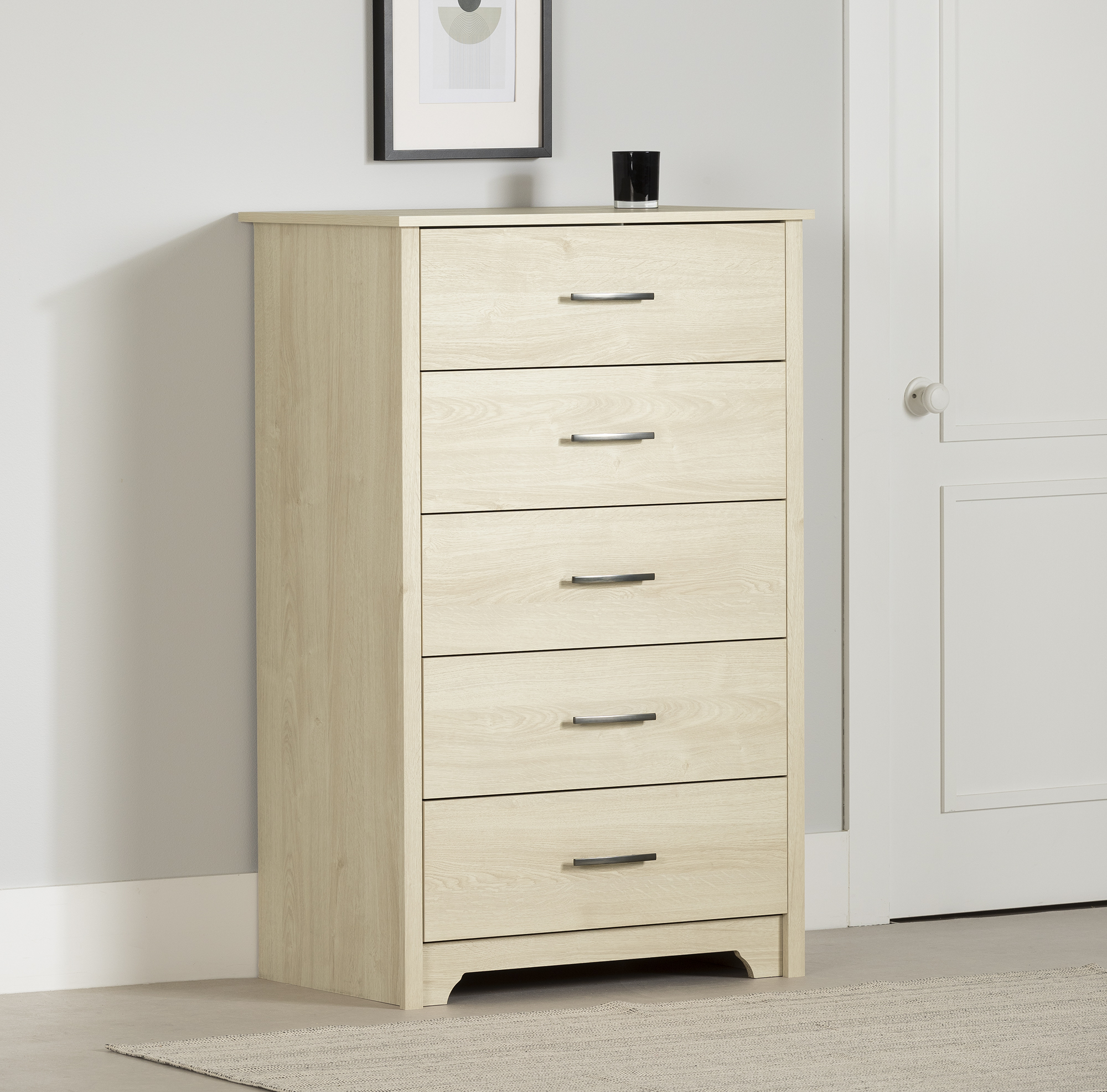 South Shore Fusion 5-Drawer Chest for Adult, in Bleached Oak