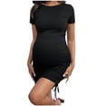 thumbnail image 2 of Sentmoon Robe de Maternité pour Séance Photo Coupe Ajustée Respirante Robes de Vacances pour Femmes Manches Courtes Été 2026 Mignonne à Cordon Grande Taille Robe Mini Mode pour Quotidien et Trajet m, 2 of 8