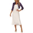 thumbnail image 2 of INSPIRE CHIC Boléro de Soirée Élégant pour Femme à devant Ouvert, Manches 3/4, Cardigan en Satin, Violet Foncé, TP, 2 of 5