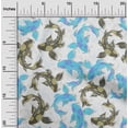 thumbnail image 2 of oneOone Rayon Light Blue Fabric Asian Japanese Koifish Craft Projects Decor Fabric Printed By The Yard 56 Inch Wide, 2 of 5