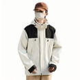 thumbnail image 2 of Pisexur Veste Coupe-Vent Homme Agencement de Couleurs Résistance à l'Eau Cordon Poches à Capuche Veste d'Extérieur Manteau Veste de Randonnée Homme Imperméable Manteau pour Homme, 2 of 6