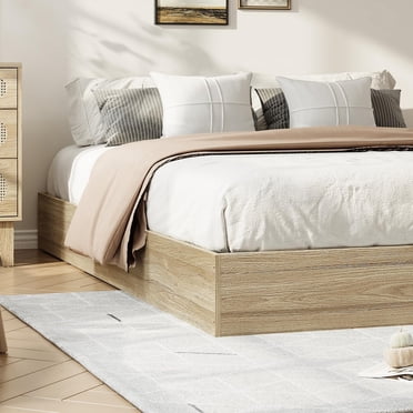 EDTara Wooden Platform Bed Frame, Twin/Full/Queen/King, Sturdy Slats, Simple Floor Bed, No Box Spring Required