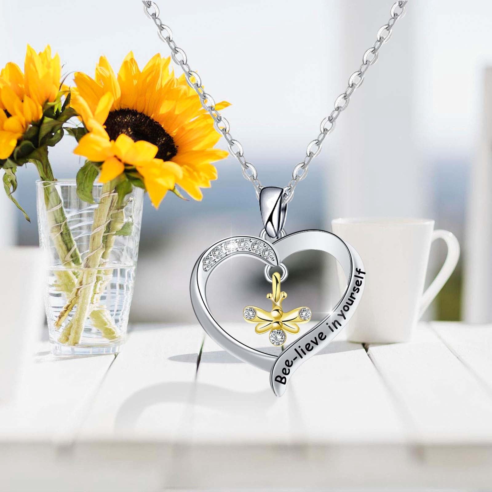 RYRDWP Flower Animal Diamond Two-color Letter Bee Lady Necklace
