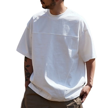 Hiiyo Men's Cotton Short Sleeve T-Shirt Solid Crew Neck T Shirt Undershirt, White