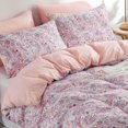 thumbnail image 3 of JOLUSERE Ensemble de Housse de Couette Boho Format Grand Lit, 3 Pcs Fleurs Vintage Roses Réversible Housse de Couette en Microfibre Douce, 3 of 10