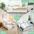 thumbnail image 4 of HOMCOM Upholstered Twin Daybed, Trundle Bed with Armrests, Cream White, 4 of 10