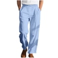 thumbnail image 1 of cfhntfmh Mens Lined Pants Stretch Dress Pants Solid Color Comfy Trousers Drawstring Lightweight Work Slacks with Pockets（Light Blue,3X-Large), 1 of 7