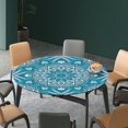 thumbnail image 3 of DOLITY Elastic Fitted Table Cover - Large Round, Blue Kaleidoscope Pattern - Fits H 1.5m, 3 of 6