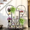 thumbnail image 3 of UNHO 2 PCS Half Heart-Shaped Plant Holder Multilayer Patio Flower Racks Display Shelf with Hooks for Home Patio Lawn-S, 3 of 12