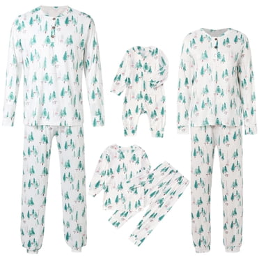 Fgnfyis Mom Christmas Family Outfit Family Christmas Pajamas Matching Sets Printed Home Clothes Long Sleeve Top Trousers for Women White L