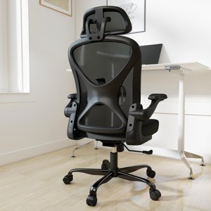 Chaise de bureau ergonomique avec support Lombaire réglable et dossier d'appui Mesh Home Bureau Chaise avec bras et roues rabattables