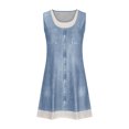 thumbnail image 5 of FAIWAD Robe Boutonnée pour Femmes Col Ras du Cou Sans Manches Robe Trapèze Filles Été Décontractée Ample Midi Robe d'Été, 5 of 5