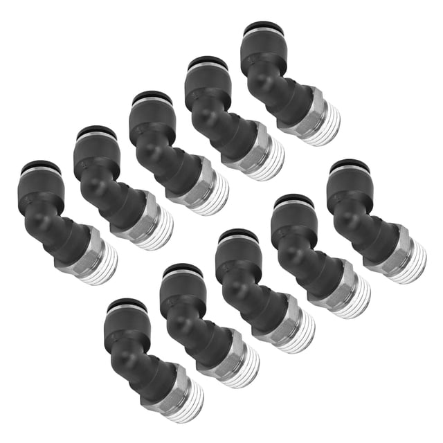 LHCER 10 Pcs Connecteurs Pneumatiques en Forme de L Filetage Externe Angle Droit Raccords Rapides Accessoires de Compresseur d'Air, Raccords de Tube, Raccords d'Air