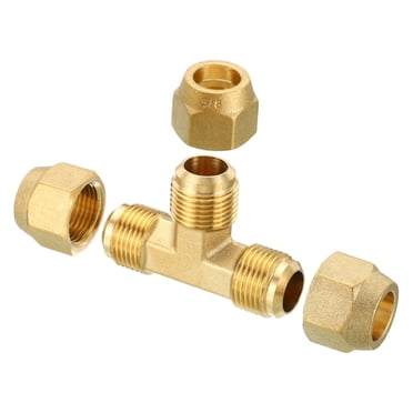 Unique Bargains 5/8' x 5/8' x 5/8' Brass Pipe Fitting Flare Tee Tube Fitting Pipe Adapter Connector with Nut