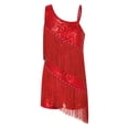 thumbnail image 1 of Ocealan Robe de Danse Latine pour Filles Paillettes Jazz Moderne Fête d'Anniversaire Jupe à Franges Rouge 8, 1 of 5