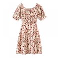 thumbnail image 1 of Été Dames Coréen Français Pastoral Style Fille Doux et Frais Slim Manches Courtes Robe Florale, 1 of 9