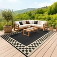thumbnail image 1 of Outdoor Rug 10x14 Waterproof Fade-Proof Reversible Patio Rug Modern Neutral Outdoor Carpet, Plastic Straw Weather Resistant Large Camping Carpet for Garden Backyard Balcony, Black Coffee, 1 of 10