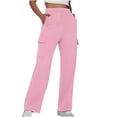 thumbnail image 1 of Timegard Cargo Pants for Women Straight Leg Elastic High Waisted Fall Winter Outdoor Comfy Trousers, 1 of 4