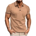 thumbnail image 1 of Besolor T-Shirt à Manches Courtes pour Homme, Col Ras du Cou Classique à Col Boutonné, Chandail Décontracté d'Été, T-Shirt Basique, 1 of 6