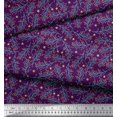 thumbnail image 2 of Soimoi Tissu Crêpe en polyester Violet Flocons de Neige et Baies Rouges Imprimés de Tissu au Mètre 42 Pouces de Large, 2 of 6