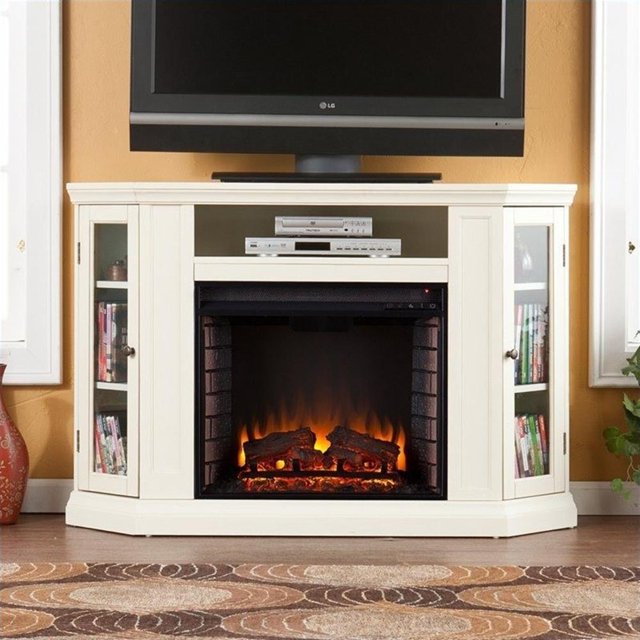 SEI Furniture Ponoma Convertible Media Electric Fireplace Ivory