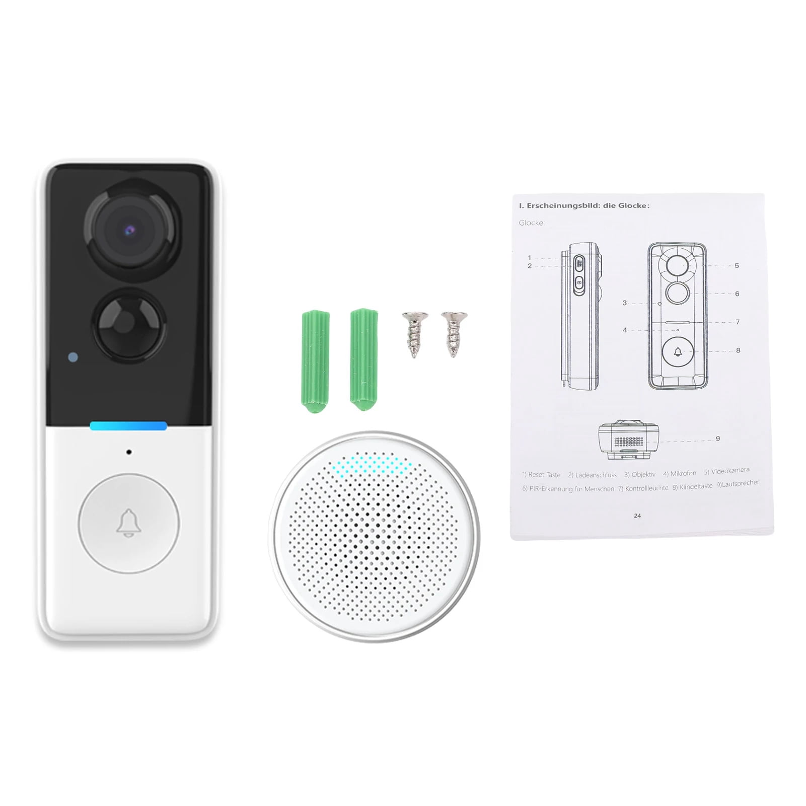 Smart Home Outdoor Wireless Doorbell IP66 Waterproof Video Doorbell WIFI Low Power HD Video Doorbell Remote Voice Intercom