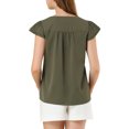 thumbnail image 3 of INSPIRE CHIC Women's Solid V Neck Cap Short Sleeves Work Blouse, 3 of 6
