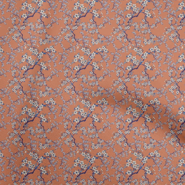 oneOone Georgette Viscose Orange Fabric Floral Ditsy Craft Projects Decor Fabric Printed By The Yard 42 Inch Wide