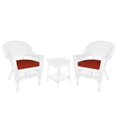 thumbnail image 1 of Jeco Ensemble de Conversation en Osier 3 Pcs en Blanc avec Coussins Rouge Orange, 1 of 10
