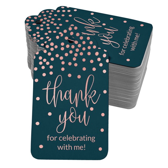 Inkdotpot Real Rose Gold Foil ThankYou For Celebrating With Me Birthday Tags Favor Hang Paper Tags 100 Pack