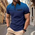 thumbnail image 2 of Male Spring and Summer Workout T Shirts for Men Breathable Short Sleeve T Men Tall Shirts Shirt Solid Color Button Man Shirt Lapel Pocket Bottoming Shirt, 2 of 4