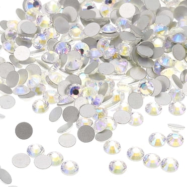 Uxcell Round Flatback Rhinestones Flat Back Crystal Glass Gems Diamonds for DIY Craft Clothes Nail Art Decoration Clear