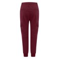 thumbnail image 4 of Clearance-Sale Legging with Pocket for Women Solid Color Plus Casual Leggings Drawstring Stretchy Low Waist Ruched Womens Sweaterpants Multiple Pocket Softy Work Pants for Women Weekly-Deals（Wine,3XL）, 4 of 8