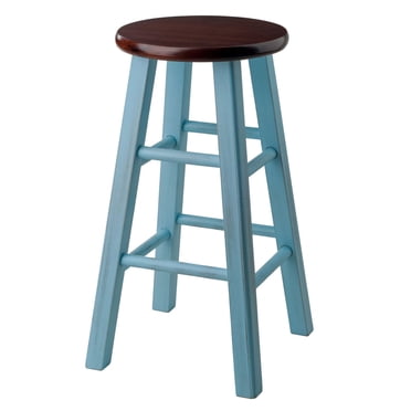 Ivy 24" Counter Stool Rustic Light Blue w/ Walnut Seat