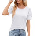 thumbnail image 4 of asjyhkr T-Shirts pour Femmes Col Rond Manches Courtes à Revers Hauts d'Été Mode 2025 Chic T-Shirts Basiques, 4 of 4